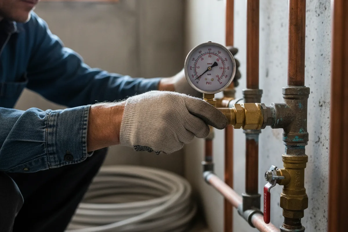 Pressure testing a repaired line during Water Line Repair in Sargent